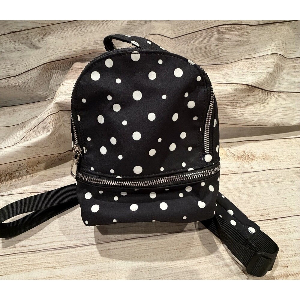 INC International Concepts Macys mini backpack Black white polka dots